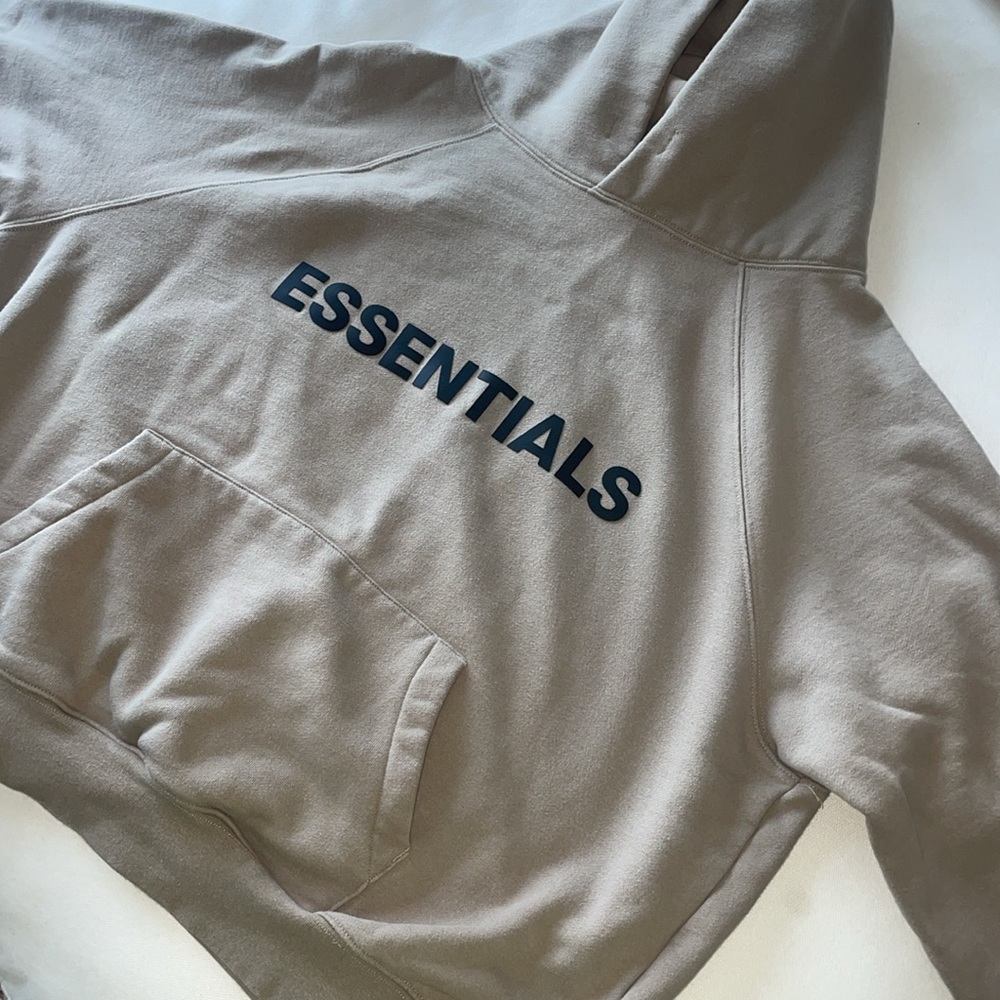Fear of God Essentials Pullover Hoodie Applique Logo Olive/Khaki (Size S)